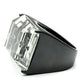 MAVL008 - TIN Cobalt Black Brass Ring with Synthetic Synthetic Stone in Clear
