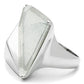 MAVL009 - Rhodium Brass Ring with Synthetic Synthetic Stone in Aurora Borealis (Rainbow Effect)