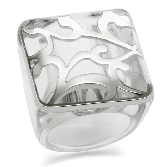 MAVL012 - Rhodium Brass Ring with Synthetic Synthetic Stone in Clear
