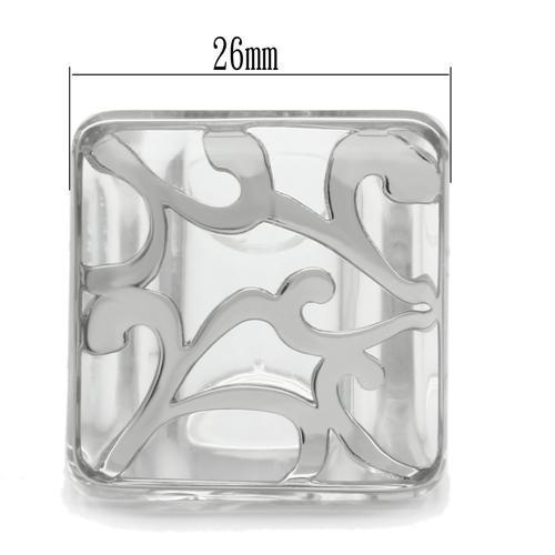 MAVL012 - Rhodium Brass Ring with Synthetic Synthetic Stone in Clear