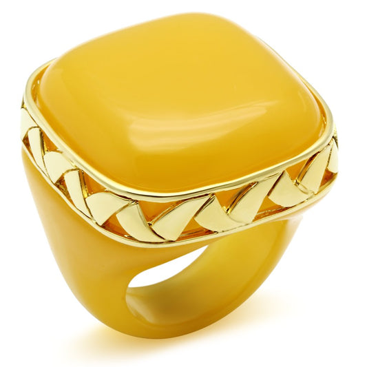MAVL014 - IP Gold(Ion Plating) Brass Ring with Synthetic Synthetic Stone in Topaz