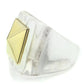 MAVL015 - Gold Brass Ring with Synthetic Synthetic Stone in Clear