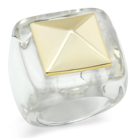 MAVL015 - Gold Brass Ring with Synthetic Synthetic Stone in Clear