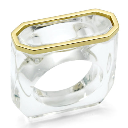 MAVL016 - Gold Brass Ring with Synthetic Synthetic Stone in Clear