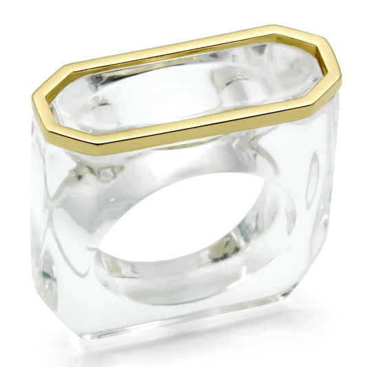 MAVL016 - Gold Brass Ring with Synthetic Synthetic Stone in Clear
