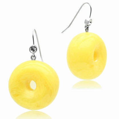 MAVL021 - IP rhodium (PVD) Brass Earrings with Synthetic Synthetic Stone in Topaz