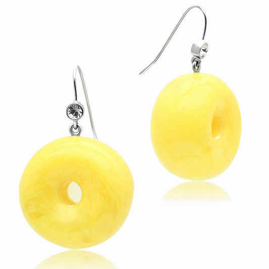 MAVL021 - IP rhodium (PVD) Brass Earrings with Synthetic Synthetic Stone in Topaz