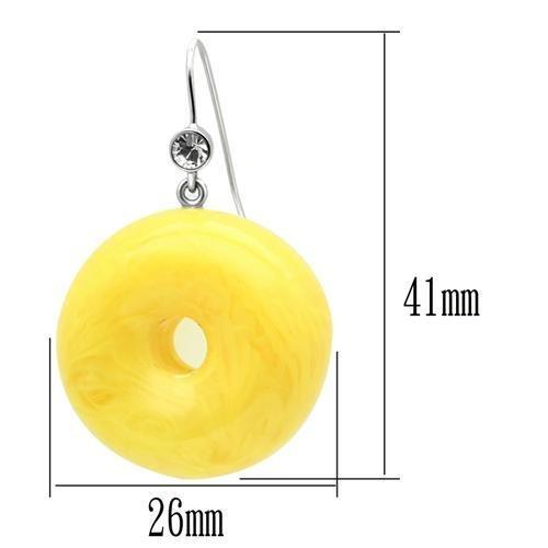 MAVL021 - IP rhodium (PVD) Brass Earrings with Synthetic Synthetic Stone in Topaz