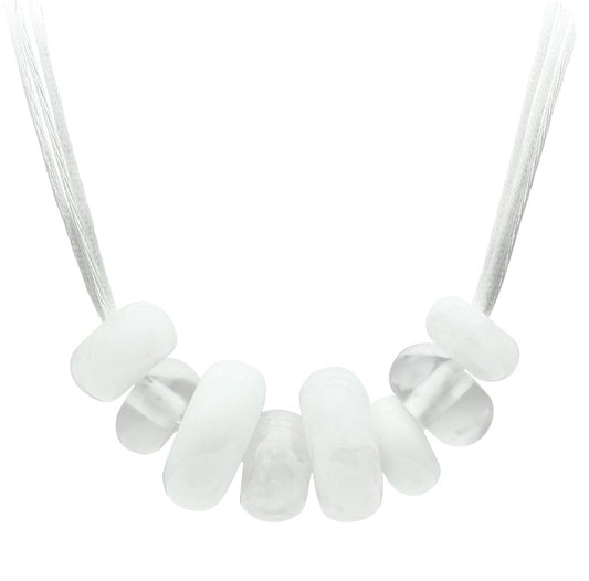 MAVL024 -  Resin Necklace with Synthetic Synthetic Stone in White
