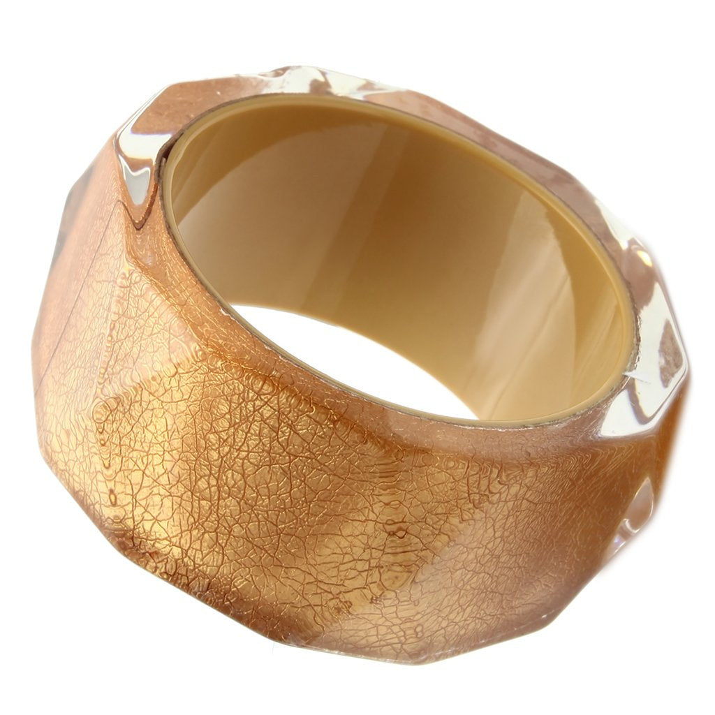 MAVL027 -  Resin Bangle with Synthetic Synthetic Stone in Brown