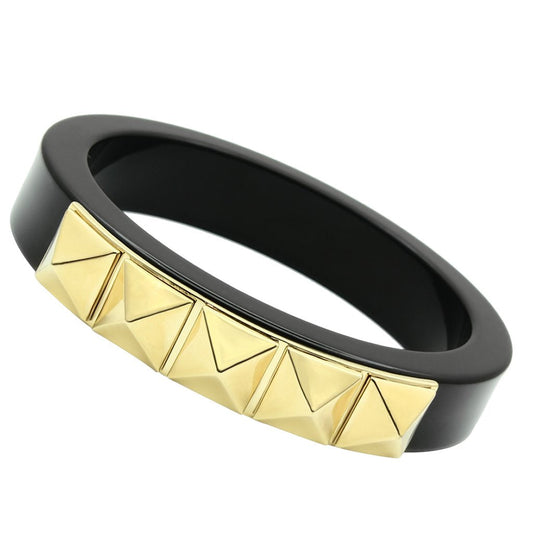MAVL030 - IP Gold(Ion Plating) Brass Bangle with Synthetic Synthetic Stone in Jet