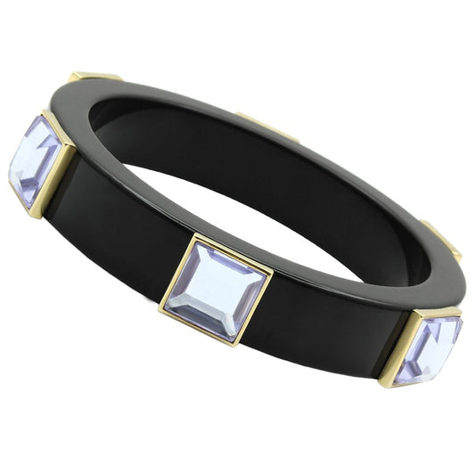 MAVL031 - IP Gold(Ion Plating) Brass Bangle with Synthetic Acrylic in Light Amethyst