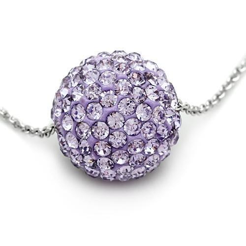 MAVL056 - Rhodium Brass Chain Pendant with Top Grade Crystal  in Light Amethyst