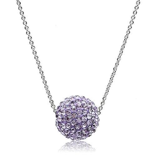 MAVL056 - Rhodium Brass Chain Pendant with Top Grade Crystal  in Light Amethyst