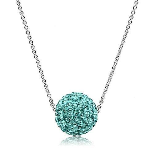 MAVL059 - Rhodium Brass Chain Pendant with Top Grade Crystal  in Sea Blue