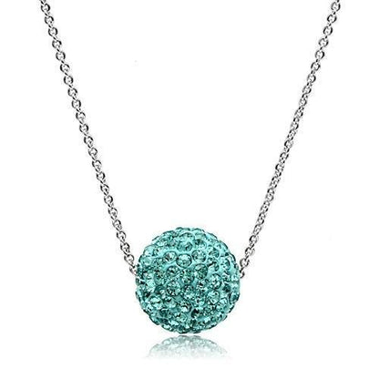 MAVL059 - Rhodium Brass Chain Pendant with Top Grade Crystal  in Sea Blue