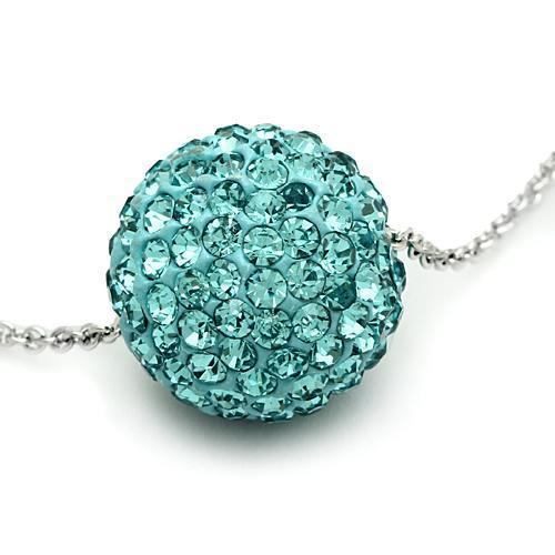 MAVL059 - Rhodium Brass Chain Pendant with Top Grade Crystal  in Sea Blue