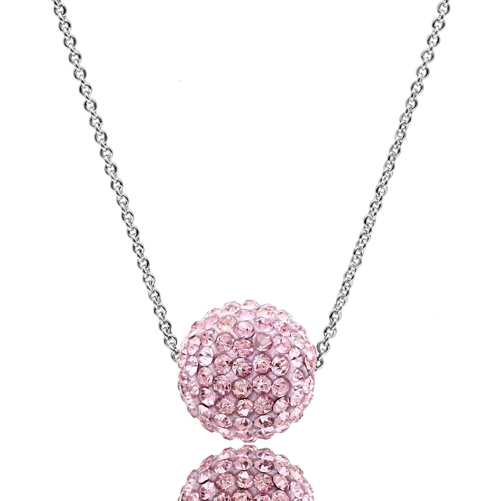 MAVL060 - Rhodium Brass Chain Pendant with Top Grade Crystal  in Emerald