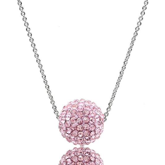 MAVL060 - Rhodium Brass Chain Pendant with Top Grade Crystal  in Emerald