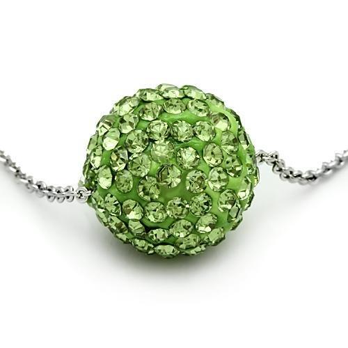 MAVL060 - Rhodium Brass Chain Pendant with Top Grade Crystal  in Emerald