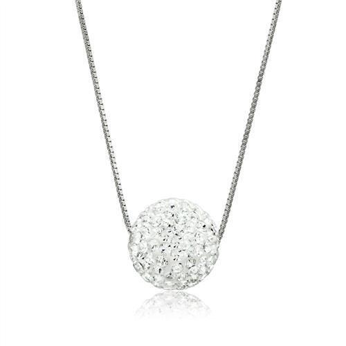 MAVL061 - Rhodium Brass Chain Pendant with Top Grade Crystal  in Clear
