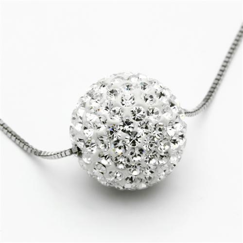 MAVL061 - Rhodium Brass Chain Pendant with Top Grade Crystal  in Clear