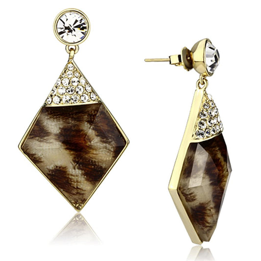 MAVL063 - IP Gold(Ion Plating) Brass Earrings with Synthetic Synthetic Stone in Animal pattern