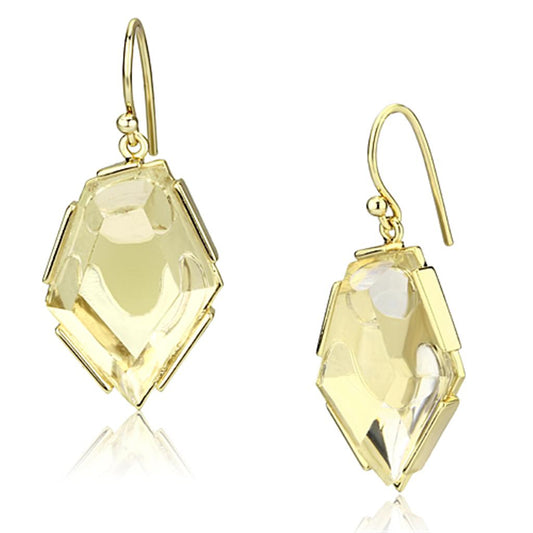 MAVL066 - IP Gold(Ion Plating) Brass Earrings with Synthetic Synthetic Stone in Clear