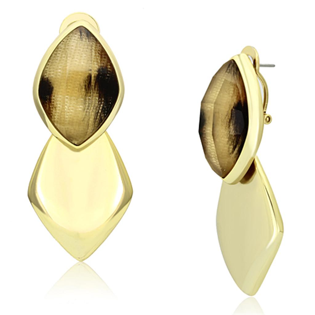 MAVL073 - IP Gold(Ion Plating) Brass Earrings with Synthetic Synthetic Stone in Animal pattern