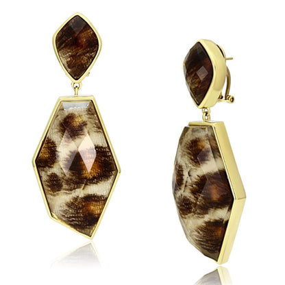 MAVL074 - IP Gold(Ion Plating) Brass Earrings with Synthetic Synthetic Stone in Animal pattern