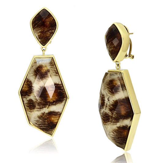 MAVL074 - IP Gold(Ion Plating) Brass Earrings with Synthetic Synthetic Stone in Animal pattern