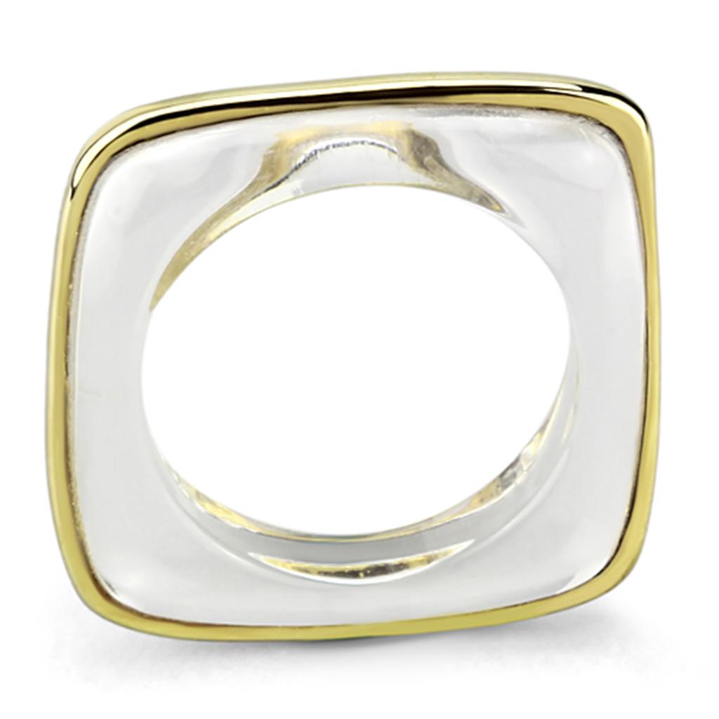 MAVL081 - IP Gold(Ion Plating) Brass Ring with Synthetic Synthetic Stone in Clear