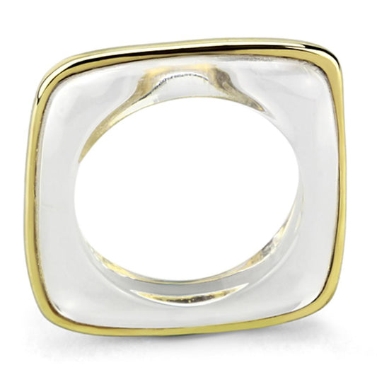 MAVL081 - IP Gold(Ion Plating) Brass Ring with Synthetic Synthetic Stone in Clear
