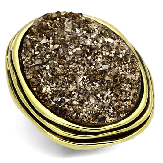 MAVL085 - IP Gold(Ion Plating) Brass Ring with Synthetic Synthetic Stone in Champagne