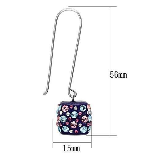 MAVL089 - High polished (no plating) Stainless Steel Earrings with Top Grade Crystal  in Multi Color
