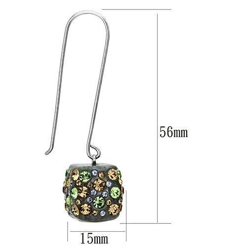 MAVL090 - High polished (no plating) Stainless Steel Earrings with Top Grade Crystal  in Multi Color