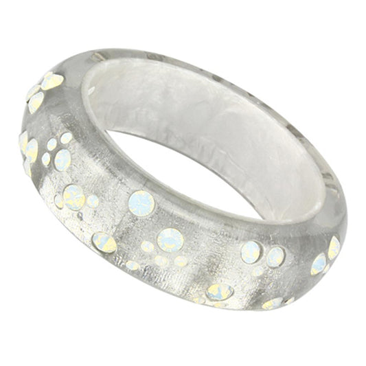 MAVL092 -  Resin Bangle with Top Grade Crystal  in Aurora Borealis (Rainbow Effect)