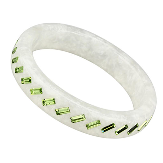 MAVL093 -  Resin Bangle with Top Grade Crystal  in Peridot