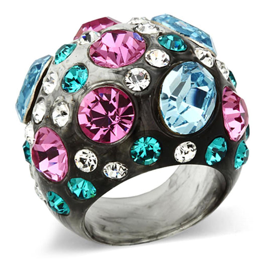 MAVL103 -  Resin Ring with Top Grade Crystal  in Multi Color