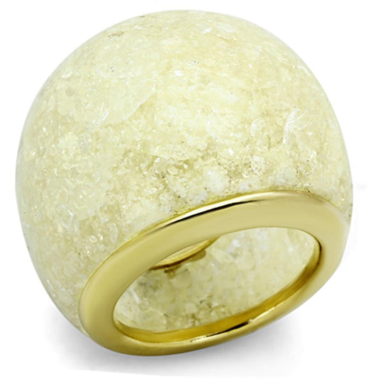 MAVL109 - IP Gold(Ion Plating) Stainless Steel Ring with Synthetic Synthetic Stone in Citrine Yellow
