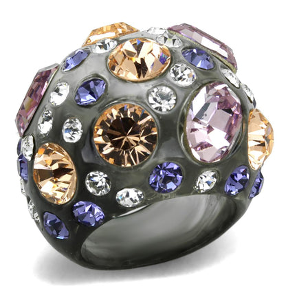 MAVL114 -  Resin Ring with Top Grade Crystal  in Multi Color