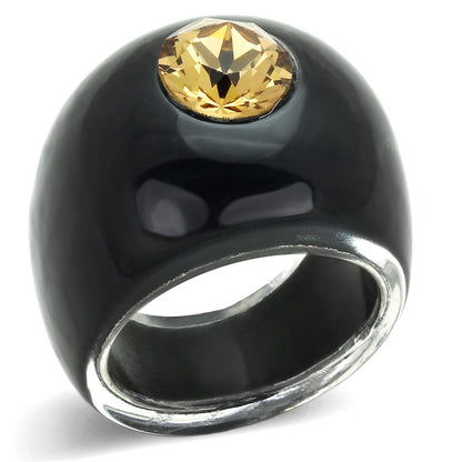 MAVL115 -  Resin Ring with Top Grade Crystal  in Light Smoked
