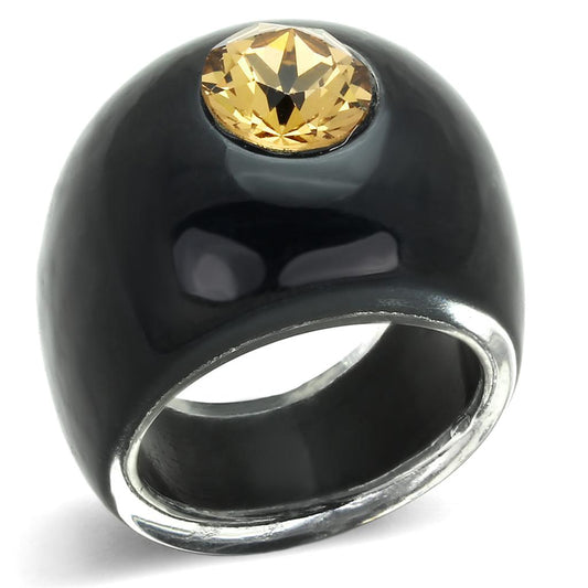 MAVL115 -  Resin Ring with Top Grade Crystal  in Light Smoked