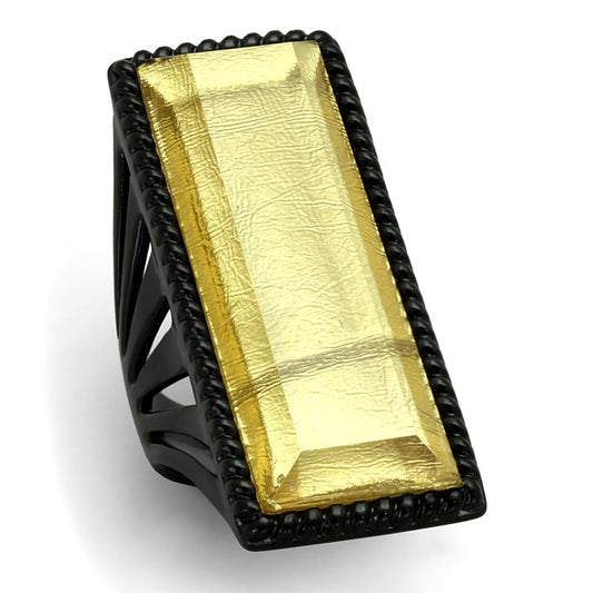 MAVL118 - IP Black(Ion Plating) Stainless Steel Ring with Synthetic Synthetic Stone in Citrine Yellow